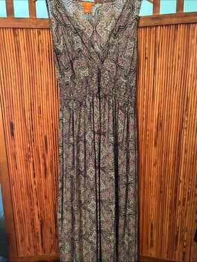 Joe Fresh Paisley-Print Sleeveless Maxi Dress in Olive & Purple